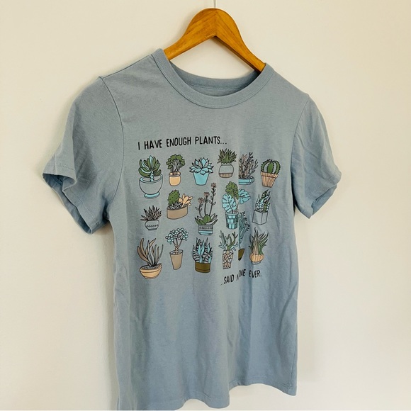 Blue Graphic Plant T Shirt I Have Enough Plants Said No One Ever Cute Mom - Picture 3 of 7